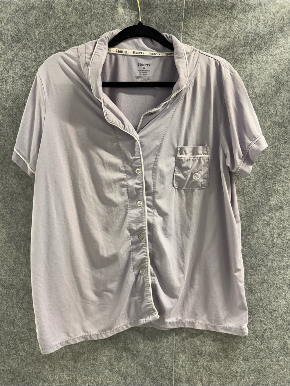 Born Lavender Short-Sleeve Pajama Button-Down Top